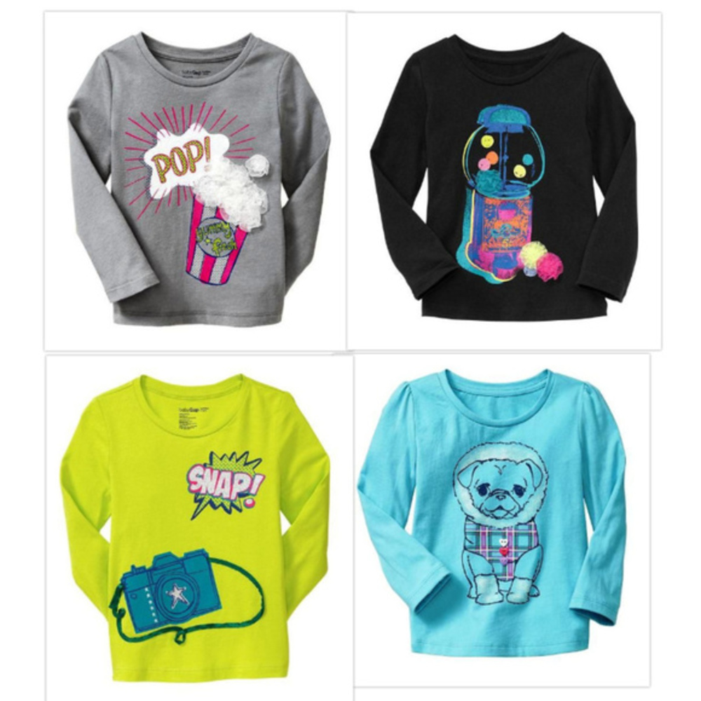 NWT Baby Gap Girls 4pc Tee Top Lot 2T